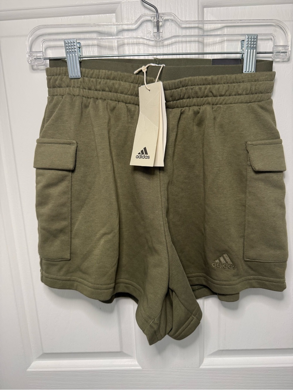 adidas Olive Green Cargo Pocket Athletic Shorts